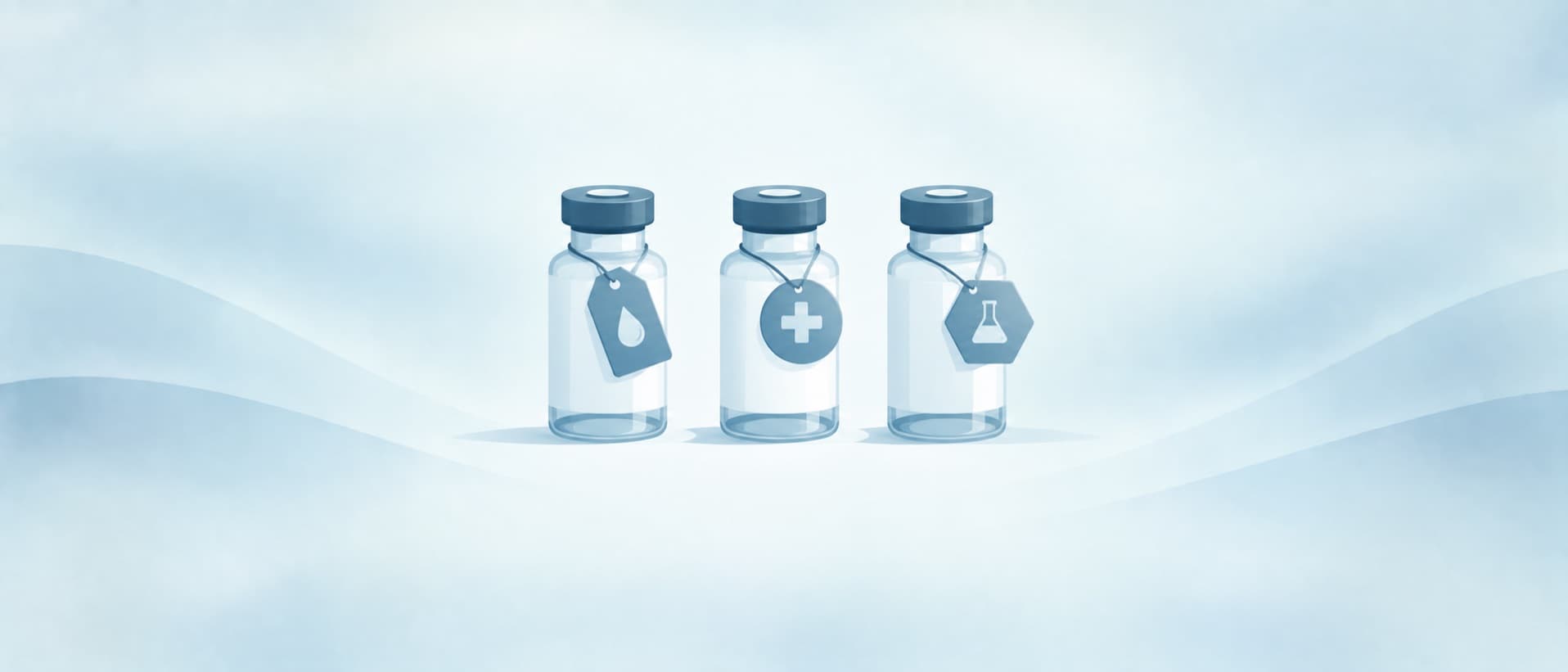 Three tagged vials, for Korean botox brands next to FDA-approved Jeuveau and Letybo