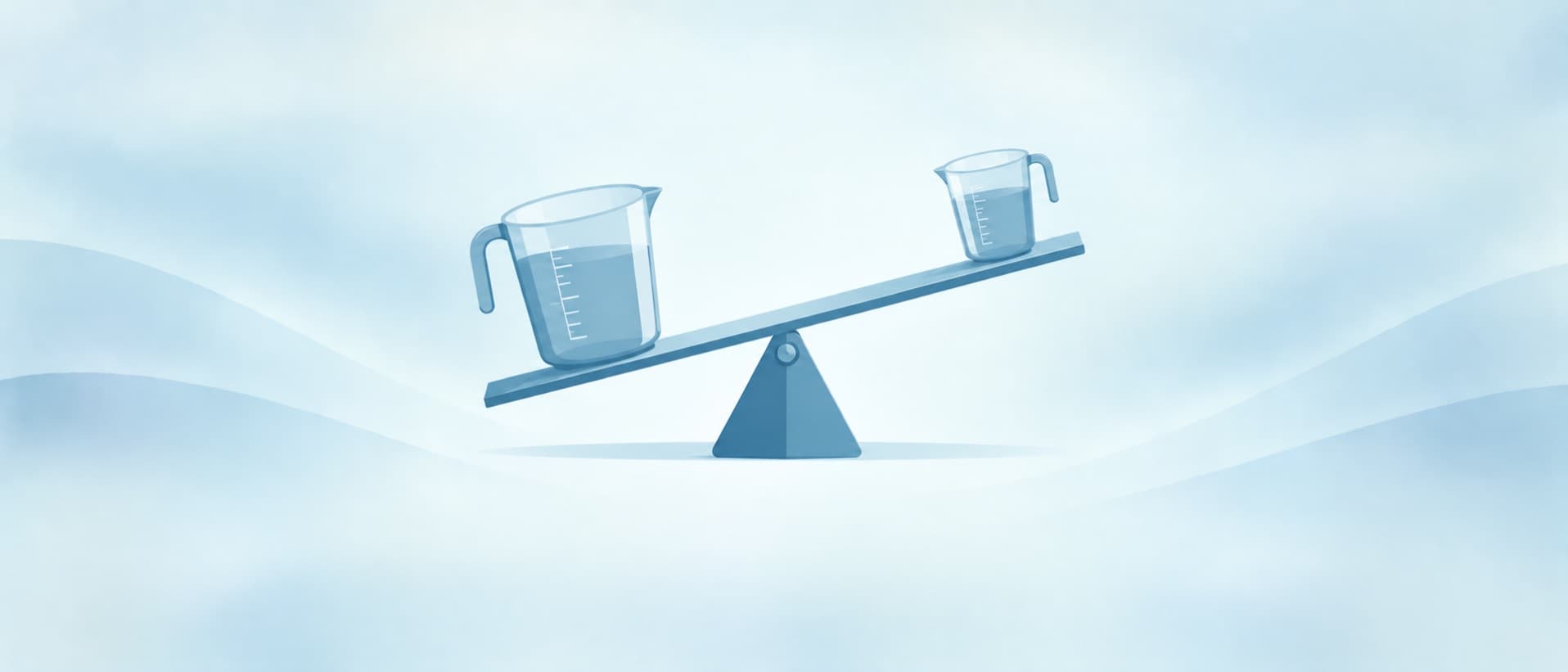 Two unequal measuring jugs on a seesaw, for why units don't compare in Dysport and Xeomin vs Botox pricing