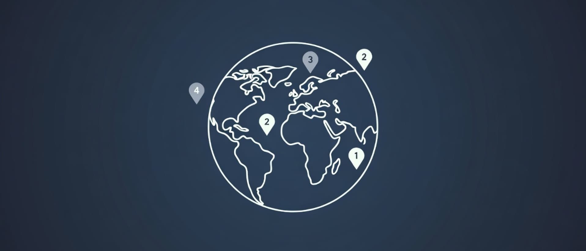 Globe with numbered map pins, comparing eyelid surgery cost by country