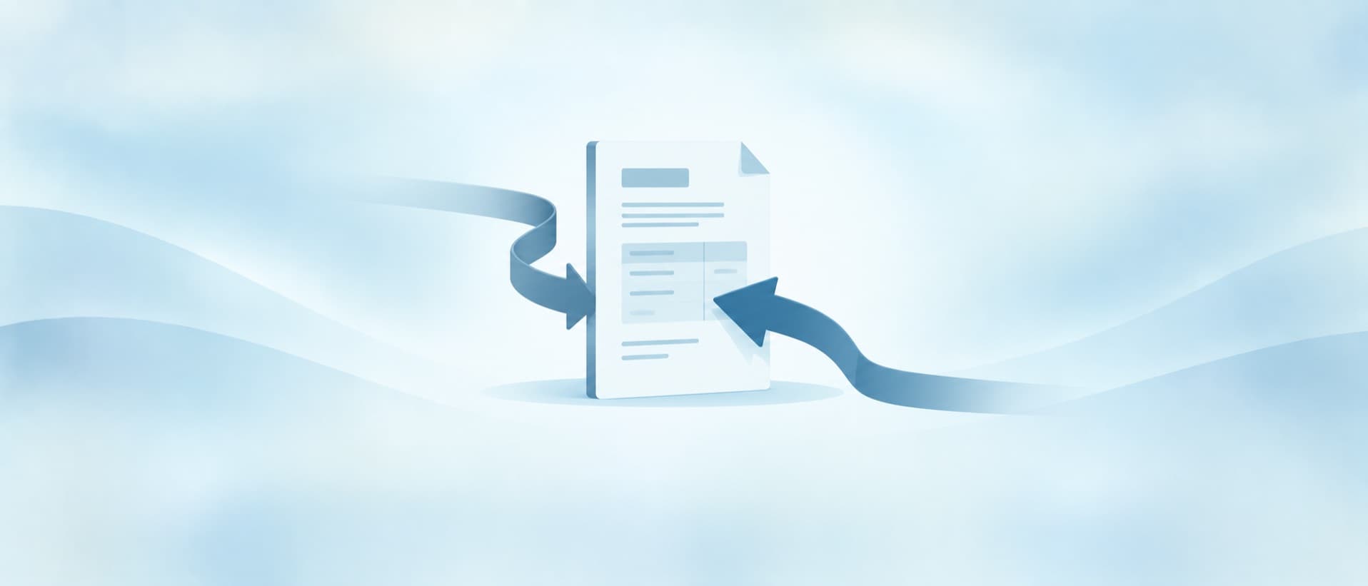 Two arrows converging on an invoice, one behind it and one in front, for a hidden hospital commission vs a visible fee