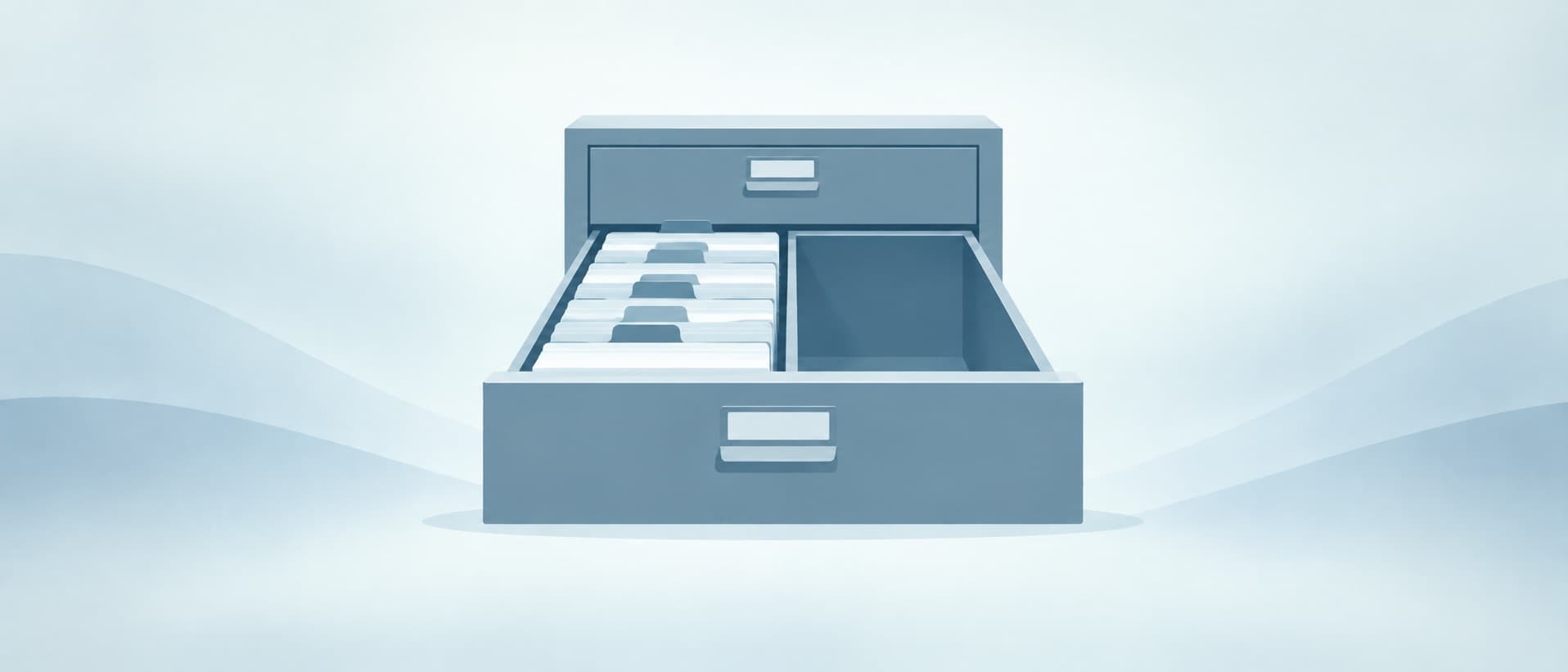 Card drawer half full and half empty, for National Joint Registry data on knee replacement abroad