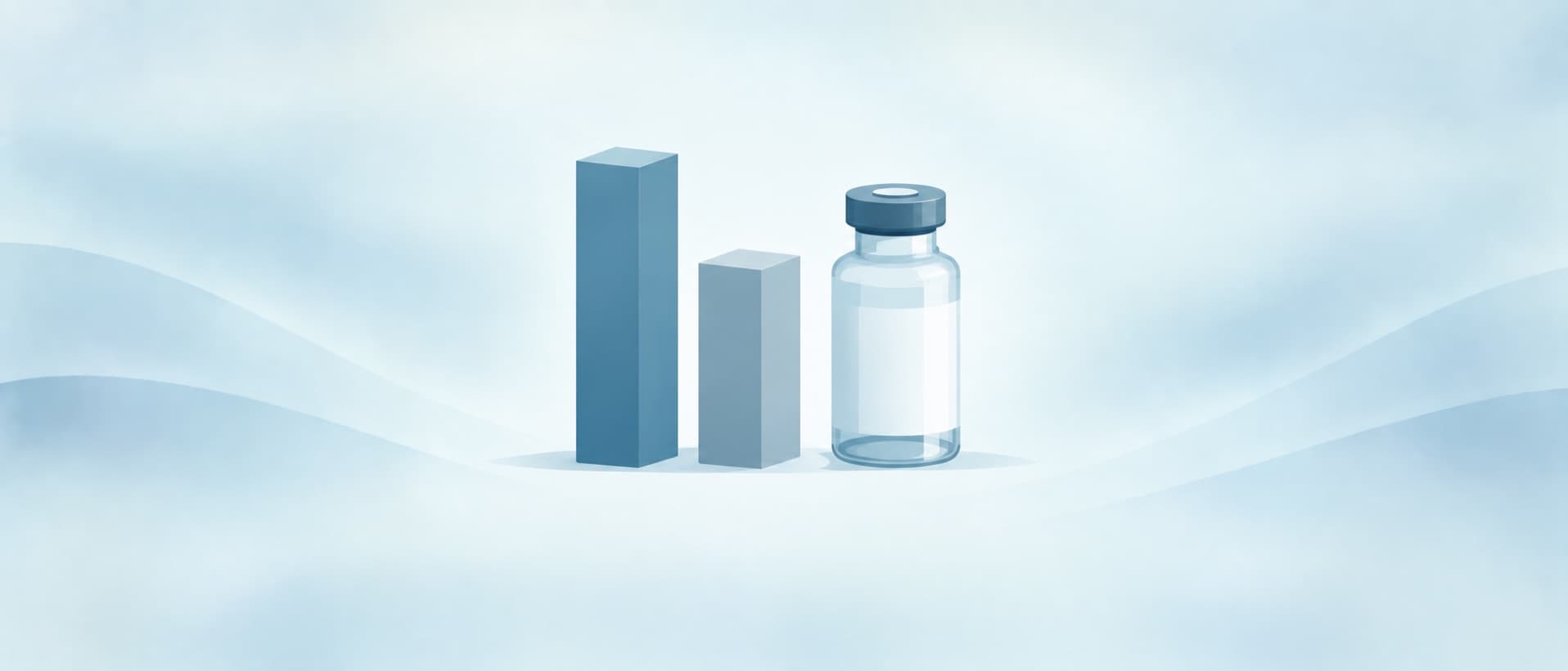 Tall and short bars beside an unlabelled vial, for retatrutide price and weight loss vs tirzepatide cost