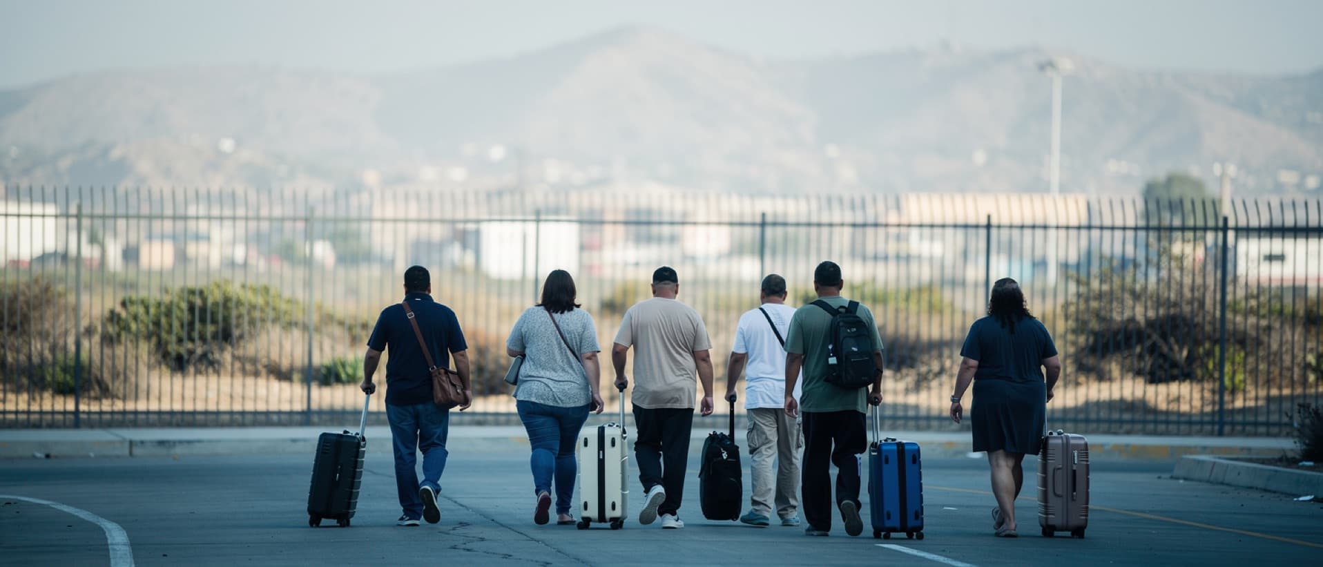 People with suitcases crossing the border into Tijuana, for bariatric surgery deaths in Mexico