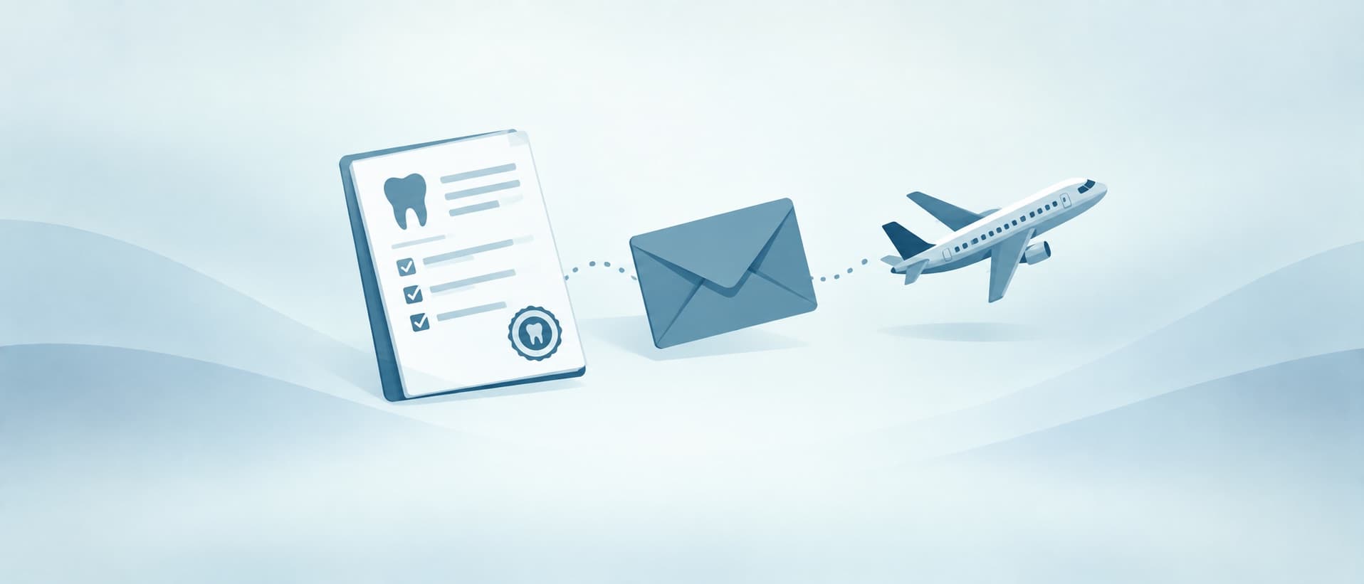 Checked dental treatment plan mailed ahead of a flight, for dentures and dental work in Hungary
