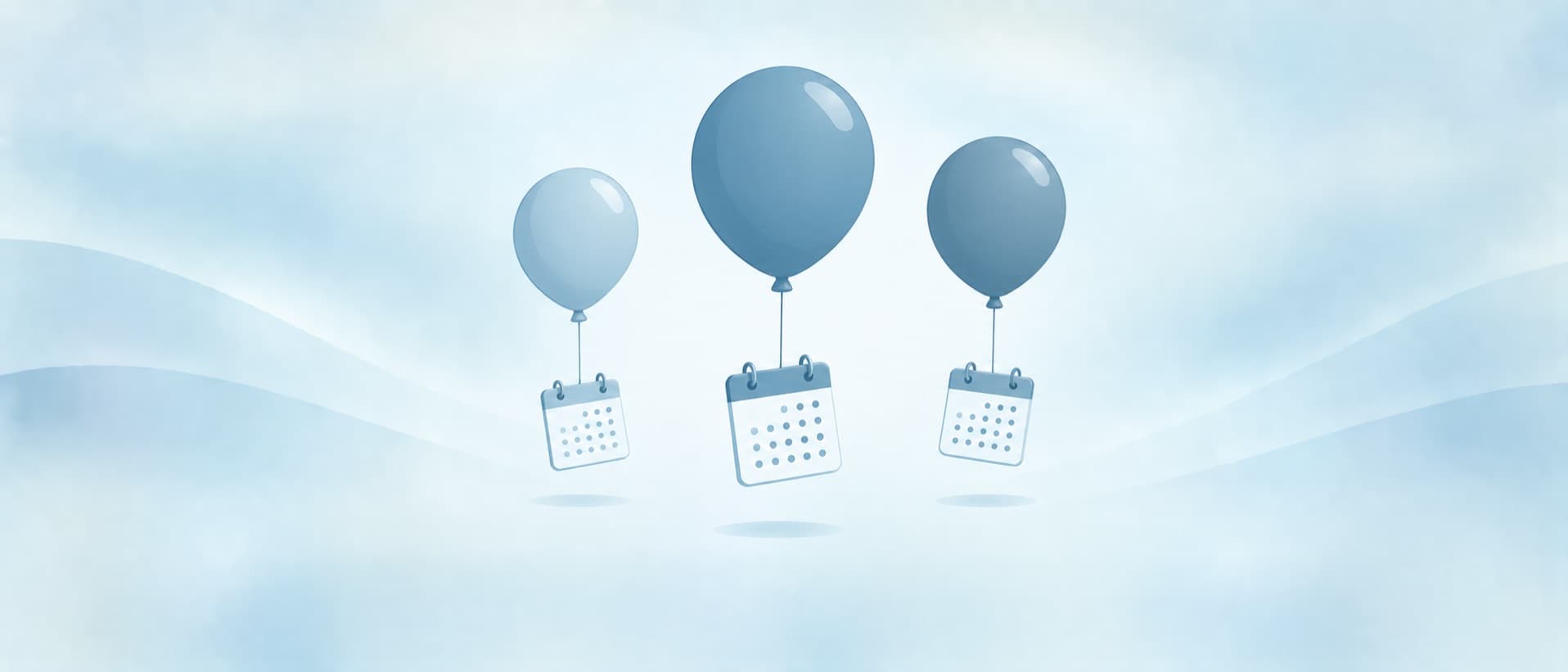 Three balloons tethered to calendar cards, for how long an Orbera balloon stays in versus Allurion before removal